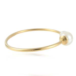 Pearl <b>Bracelet</b> Gold Tone Open Bangle With AA Grade Pearls For Women Everyday Wear - Product Image 2