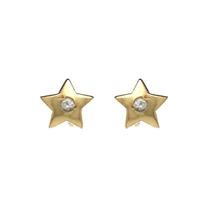 Pendientes de tuerca de Estrella de Plata de Ley 925 chapados en oro, hermosos pendientes de circón para mujer - Product Image 1