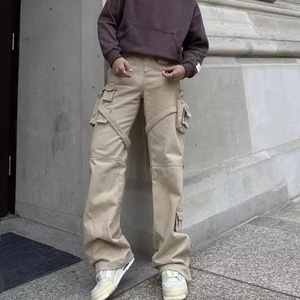 Pantalon cargo ample 100 % coton multi-poches, style streetwear décontracté, type salopette et jogger - Product Image 5