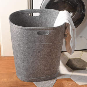 Eco Friendly Round Grey Small Medium Big Felt Basket <b>Stackable</b> <b>Storage</b> Bins for Dirty Clothes - Product Image 4