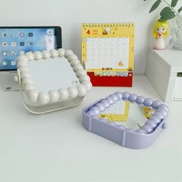 Miroir de table rotatif double face en plastique princesse rose lustre nacré miroir de bureau de maquillage cosmétique