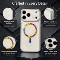 Coque Métallique Brillante Direct Usine avec Anneau N52 Intégré Charge Rapide Édition Blanche pour iPhone Séries 15 16 17 18