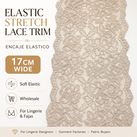 Dentelle Élastique Extensible en Gros, Bordure de Dentelle Extensible Marron Clair de 17 cm de Large, Dentelle Élastique Douce pour la Lingerie et les Fajas en Colombie
