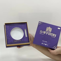 Conception personnalisée Emballage de luxe imprimé en or Boîtes en papier violet amovibles Boîte cadeau 2 pièces avec couvercle et col