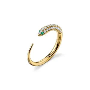 925 joyas de plata esterlina proveedor Micro Pave delicada ajustable anillo de serpiente para las mujeres