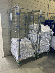 Chariot de stockage en fil métallique pliable à 4 côtés avec 1 étagère et loquet TR-83731725-B, capacité de 500 kg - Product Image 4