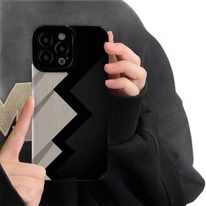 Custodia per <span class=keywords><strong>iPhone</strong></span> 17Air 13 <span class=keywords><strong>14</strong></span> 15 16 <span class=keywords><strong>Pro</strong></span> Max con motivo geometrico creativo a polilinee, <span class=keywords><strong>nera</strong></span> e bianca, morbida e antiurto - Product Image 3