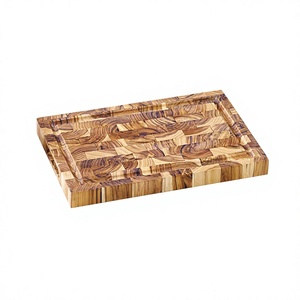 Tabla de cortar de lujo artesanal SMARTWOOD de acacia con veta final, gruesa, apta para cuchillos, bloque de picar con veta de borde y bandeja para servir - Product Image 3