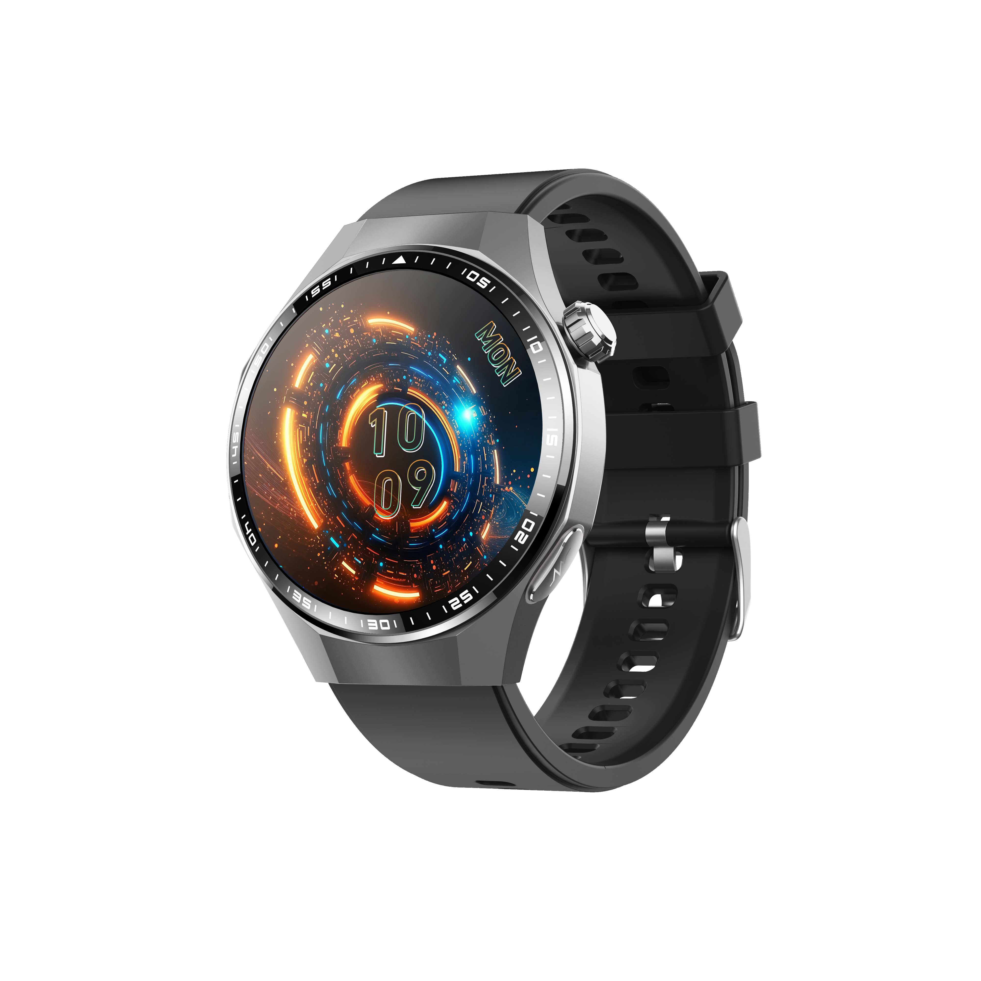 Correa de reloj de silicona negra.