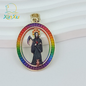 Collar con Colgante de <span class=keywords><strong>la</strong></span> Virgen María en Cobre Personalizado al por Mayor con Baño de Oro de 14K para Mujer - Product Image 3