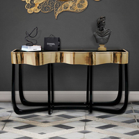 Table d'angle de salon de luxe sur mesure Design lumineux Table murale console créative en verre trempé et acier inoxydable