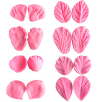 Moule à fleurs en silicone souple pour gâteau artisanal en sucre Pâte à gomme fondant Veiné Rose Pivoine Plumeria Daisy Orchid Clay Tools