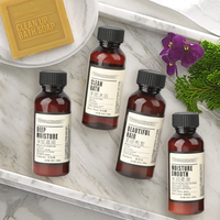 Soins Personnels – Lot de 5 Mini Articles de Toilette Géranium pour Hôtels : Lait Corporel, Shampoing, Après-Shampoing, Gel Douche – Format Voyage
