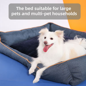 Customized Wholesale Dog Bolster Bed Striped <b>Rectangular</b> Pet Bed Detachable Short Plush <b>Cushion</b> for Cats Classic Style - Product Image 6