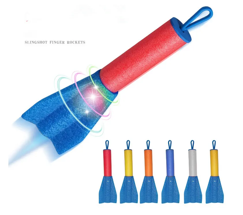 Trẻ Em EVA Bọt Finger Rocket Launcher LED Slingshot Máy Bay Trực Thăng Bay Ngoài Trời Nhấp Nháy Catapult Đồ Chơi