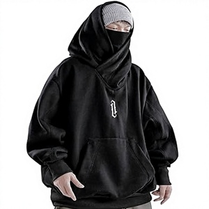 Streetwear Mens Oversized Heavyweight Hoodie With <b>Neck</b> <b>Gaiter</b> - Product Image 5
