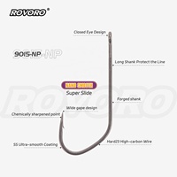 ROVORO Tackle 9015 #   Hameçon forgé ultra-léger pour drop shot et flipping, revêtement PTFE, pour la pêche au bar, aux éperons marins et aux leurres.