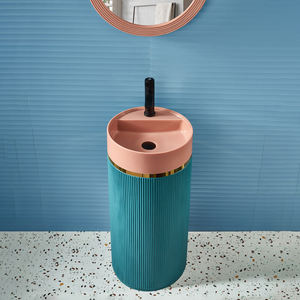 מותאם אישית צבעים מלאכותי אבן גלילי בודד רצפת הדום יוקרה יד כיור כיור למלון אמבטיה - Product Image 4