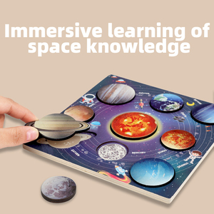 Puzzle del Sistema Solare in Legno, Gioco Educativo Montessori con 8 Pianeti, Gioco di Abbinamento Astronomico per Bambini - Product Image 6
