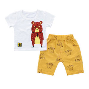 Conjuntos de Ropa Infantil con Diseño de Oso, 130 cm, Estilo Harajuku, Camisetas de Dibujos Animados para Niños y Pantalones, Producto de China - Product Image 1