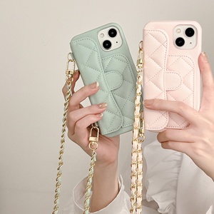 Étui <span class=keywords><strong>pour</strong></span> téléphone portable en cuir imitation litchi à motif diamant, bandoulière, rigide, <span class=keywords><strong>pour</strong></span> iPhone 17promax - Product Image 2