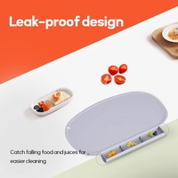 Set de table rond en silicone avec pochette anti-dérapante pour attraper les restes, idéal pour les restaurants, la maison et les voyages (Sauge)