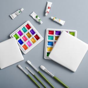 <span class=keywords><strong>Palette</strong></span> <span class=keywords><strong>de</strong></span> <span class=keywords><strong>peinture</strong></span> carrée en céramique avec couvercle, plateau <span class=keywords><strong>de</strong></span> mélange à 12/20 compartiments, pour aquarelle, gouache, encre, acrylique, matériel artistique, <span class=keywords><strong>facile</strong></span> à nettoyer - Product Image 3
