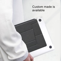 Design personnalisé, support pour ordinateur portable en cuir pliable à angle réglable avec bâton adhésif, support pour ordinateur portable portable pour mac