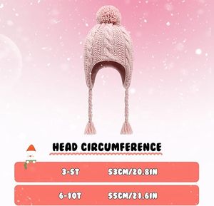 Chapeau d'hiver pour enfants, style péruvien, avec cache-oreilles, doublure en polaire, pompon, <span class=keywords><strong>bonnet</strong></span> en tricot pour filles de 3 à 10 ans - Product Image 6