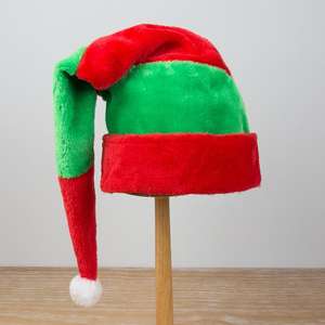 Gorro de Santa Claus de Felpa a Rayas Largas, Rojo y Verde, para Adultos, Disfraz de Elfo de Navidad, para Fiestas Navideñas, Venta al Por Mayor - Product Image 2