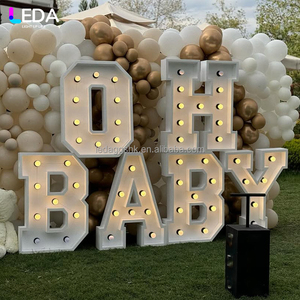 LEDA Modern Party Event Decor <b>White</b> <b>Acrylic</b> Letter Light Warm Large Running Light Background for Wedding - Product Image 3