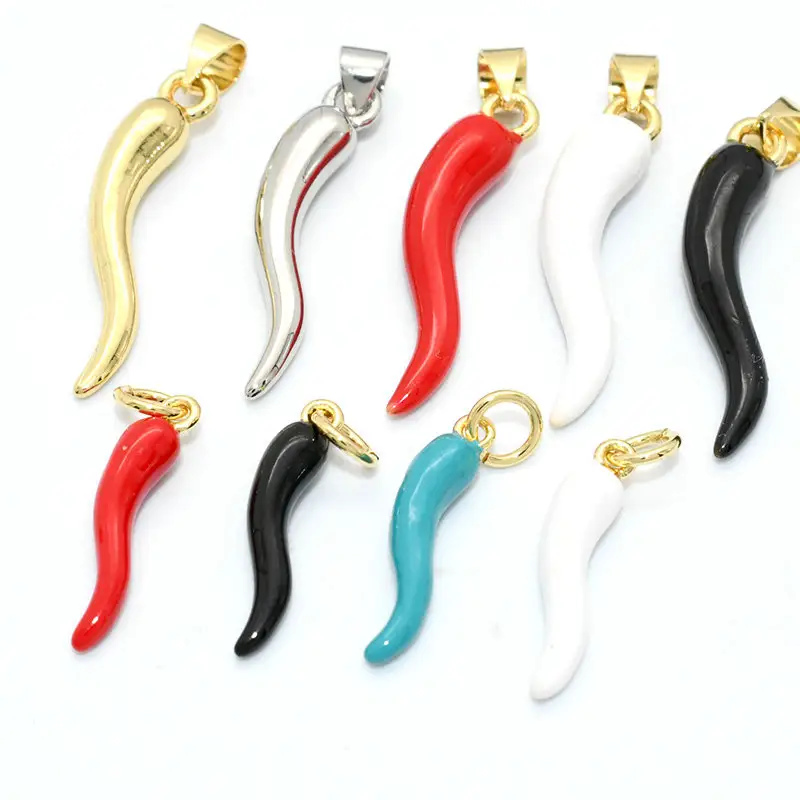 Farbe bleiben vergoldet Kupfer Regenbogen Emaille Chili Pepper Charms Anhänger für Frauen Mädchen Halskette