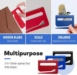 Ouvre-lettre 3-<span class=keywords><strong>en</strong></span>-1 avec règle et loupe, outil de découpe d'enveloppes sécurisé pour courrier, colis, etc. - Product Image 4