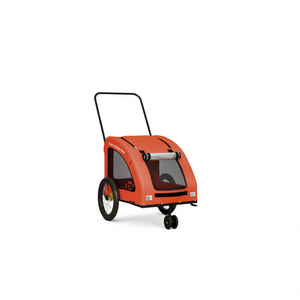 Remorque de vélo pour animaux de compagnie orange à 3 roues en tissu Oxford durable pour transport extérieur - Product Image 1