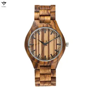 Montre classique en bois zèbre, bracelet fait à la main, écologique, vente en gros d'usine