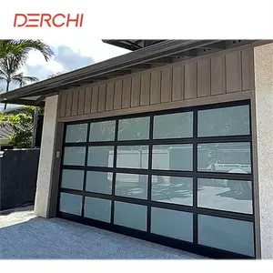 Puerta de garaje con rodillo seccional eléctrico personalizado Puerta de garaje sin marco de aluminio con vista completa barata