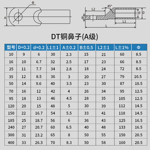 Connecteurs de fils en cuivre DT, bornes de connexion en tube de cuivre rond pour applications 10KV et moins. - Product Image 5