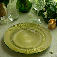 Assiette de Présentation en Verre Cristallin Anti-Radiation, Style Classique, pour Fêtes, Restaurants, Décoration de Table et Événements Festifs (Vente en Gros)