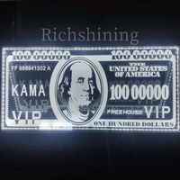 Letrero LED de Acrílico Colorido con Diseño de Billete de Dólar y Logotipo Personalizado Richshining, Letrero Luminoso de Lujo para Bar o Fiesta