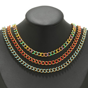 LS- B4246 Los llaveros multicolores más nuevos, venta al por mayor, cadena chapada en oro de 18 quilates, Gargantilla de cadena cubana a granel, collar de buena calidad - Product Image 3