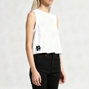 Vente en gros de t-shirts courts sans manches pour femmes de haute qualité, pour le yoga, l'entraînement sportif, en coton, décontractés, respirants, pour la salle de sport, le sport, le fitness - Product Image 2