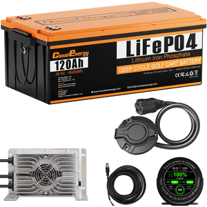 Batterie de chariot de <span class=keywords><strong>golf</strong></span> Cloudenergy GF36-120Ah 36V/38.4V 120Ah LiFePO4 avec BMS Bluetooth 250A intégré, chargeur 20A et moniteur tactile 6000+ - Product Image 1