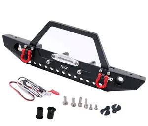 KYX Bumper depan mobil RC Crawler model 1:10 dengan lampu LED untuk Traxxas TRX-4 aksial scx10 90046 SCX10II Redcat GEN8