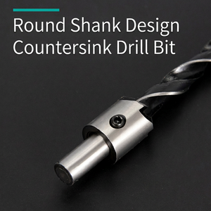 Three Point Woodworking Countersink <b>Drill</b> Set 6.35mm Straight Shank 55mm Length 3 Flute Bright Uncoated High Speed Steel - Product Image 3