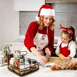 Wooden <b>Rotating</b> <b>Spice</b> <b>Rack</b> With Handle 360 Degree Turntable For Desktop Kitchen Storage Organization - Product Image 3
