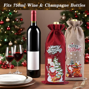 Cá Nhân Biểu Tượng Bán Buôn Món Quà Năm Mới Giáng Sinh Vui Vẻ Bông Dây Kéo Túi Rượu Vang Bao Bì Quà Tặng Lưu Trữ Bó Túi - Product Image 5