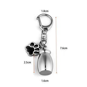 Siap untuk dikirim hadiah peringatan hewan peliharaan terukir baja tahan karat abu guci gantungan kunci dengan liontin kaki tempat kenang-kenangan Mini untuk membawa sehari-hari - Product Image 6