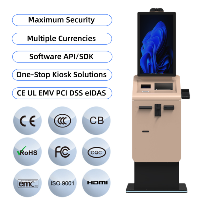 Hot Sale Capacitive Smart Touch Self Service Cash Payment Kiosk with SDK POS System Terminal Floor Standing