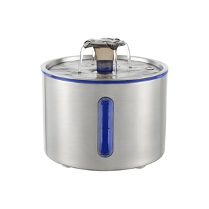 <b>Automatic</b> Led Charge Solid Cat <b>Water</b> Fountain Circular Perspective Window 304 Stainless Steel Pet Drinking <b>Dispenser</b> - Product Image 1