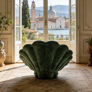 Sillón Club Tapizado de Primera Calidad <span class=keywords><strong>con</strong></span> Forma de Concha, Terciopelo Esmeralda, Asiento de Lectura, Sillón de Alta Gama para Dormitorio de Hotel - Product Image 6